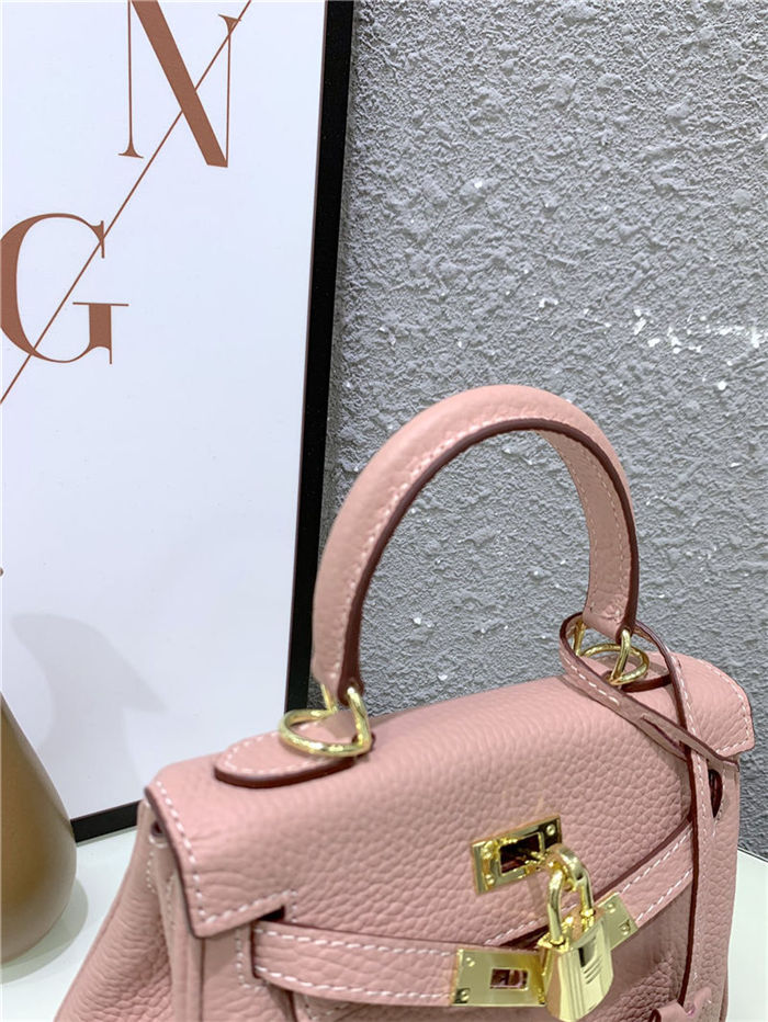 Hermes Kelly Mini Retourne Bag Clemence Leather Pink High