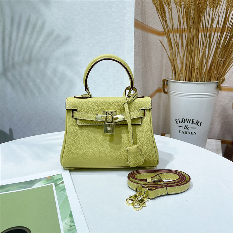 Hermes Kelly Mini Retourne Bag Clemence Leather Mustard High