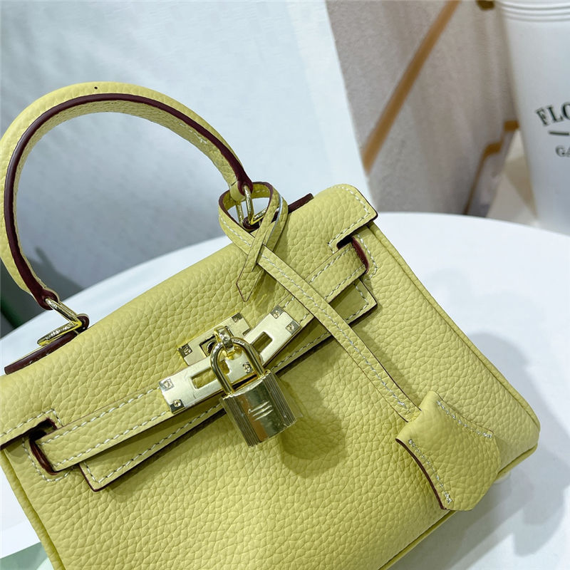 Hermes Kelly Mini Retourne Bag Clemence Leather Mustard High