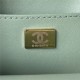 Chanel MINI FLAP BAG WITH TOP HANDLE AS4035 Tweed Gold-Tone Metal Green A