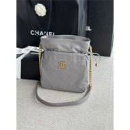 Chanel DRAWSTRING BAG Calfskin & Gold-Tone Metal AS2985 Grey High