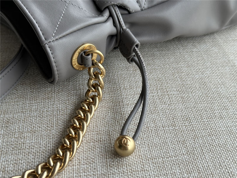 Chanel DRAWSTRING BAG Calfskin & Gold-Tone Metal AS2985 Grey High