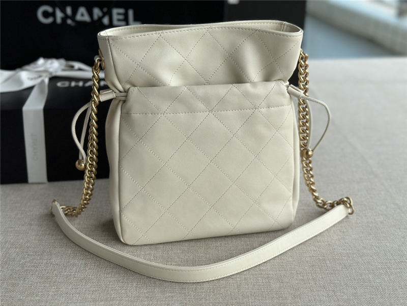 Chanel DRAWSTRING BAG Calfskin & Gold-Tone Metal AS2985 White High