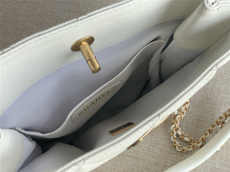 SMALL SHOPPING BAG AS3470 Grained Calfskin & Gold-Tone Metal White High