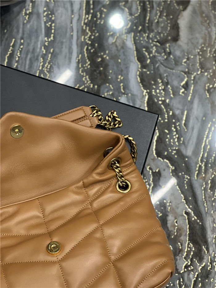 LOULOU PUFFER SMALL BAG IN QUILTED LAMBSKIN Gold-Tone Caramel High