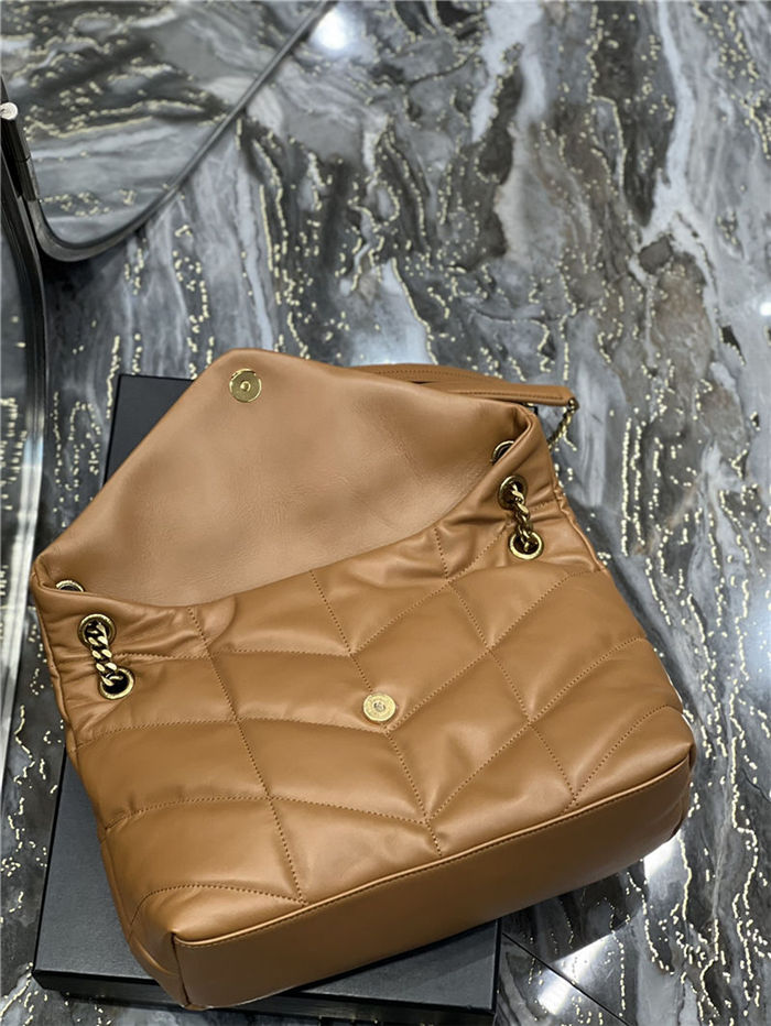 LOULOU PUFFER MEDIUM BAG IN QUILTED LAMBSKIN Gold-Tone Caramel High