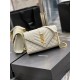 Envelope Small Quilted Textured-leather Shoulder Bag White-Gold High