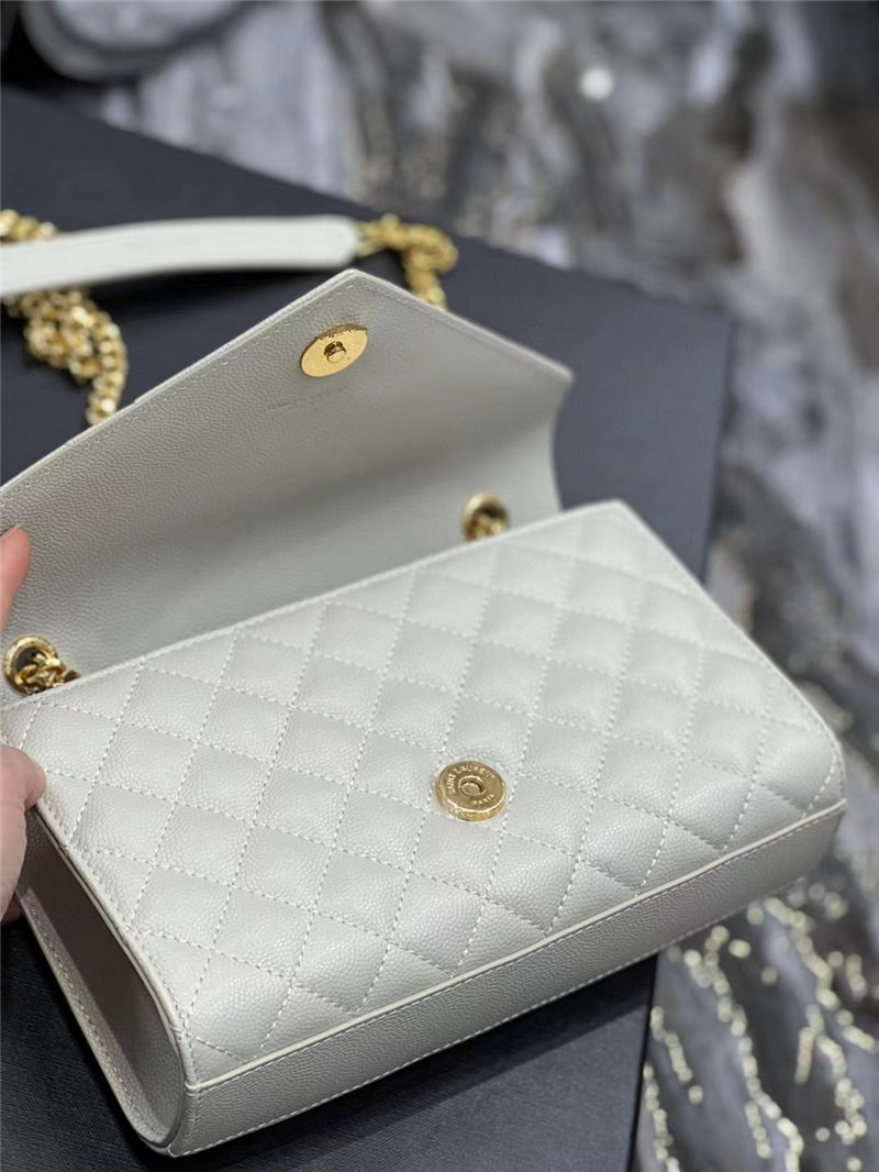 Envelope Small Quilted Textured-leather Shoulder Bag White-Gold High