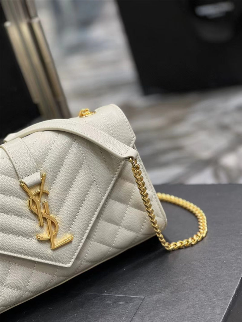 Envelope Small Quilted Textured-leather Shoulder Bag White-Gold High