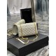 Envelope Small Quilted Textured-leather Shoulder Bag White-Gold High