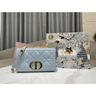 MEDIUM Dior CARO BAG Quilted Macrocannage Gold Metal Calfskin Blue High