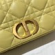 MEDIUM Dior CARO BAG Quilted Macrocannage Gold Metal Calfskin Yellow High