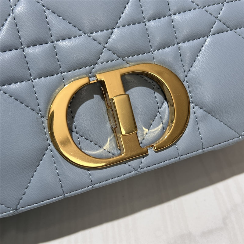 SMALL Dior CARO BAG Quilted Macrocannage Calfskin Blue High