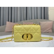 SMALL Dior CARO BAG Quilted Macrocannage Calfskin Yellow High