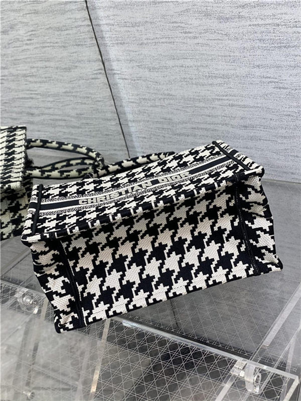 SMALL Dior BOOK TOTE Macro Houndstooth Embroidery High