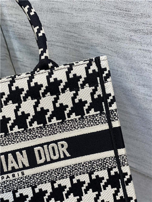 SMALL Dior BOOK TOTE Macro Houndstooth Embroidery High