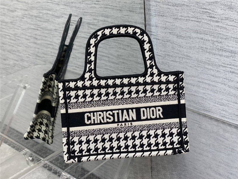 MINI Dior BOOK TOTE Macro Houndstooth Embroidery High