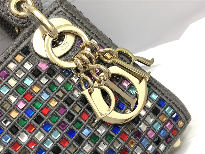 MICRO LADY Dior BAG Metallic Canvas Embroidered with Multicolor Crystals Top