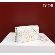 SMALL Dior CARO BAG Lucky Star Cannage Lambskin White High