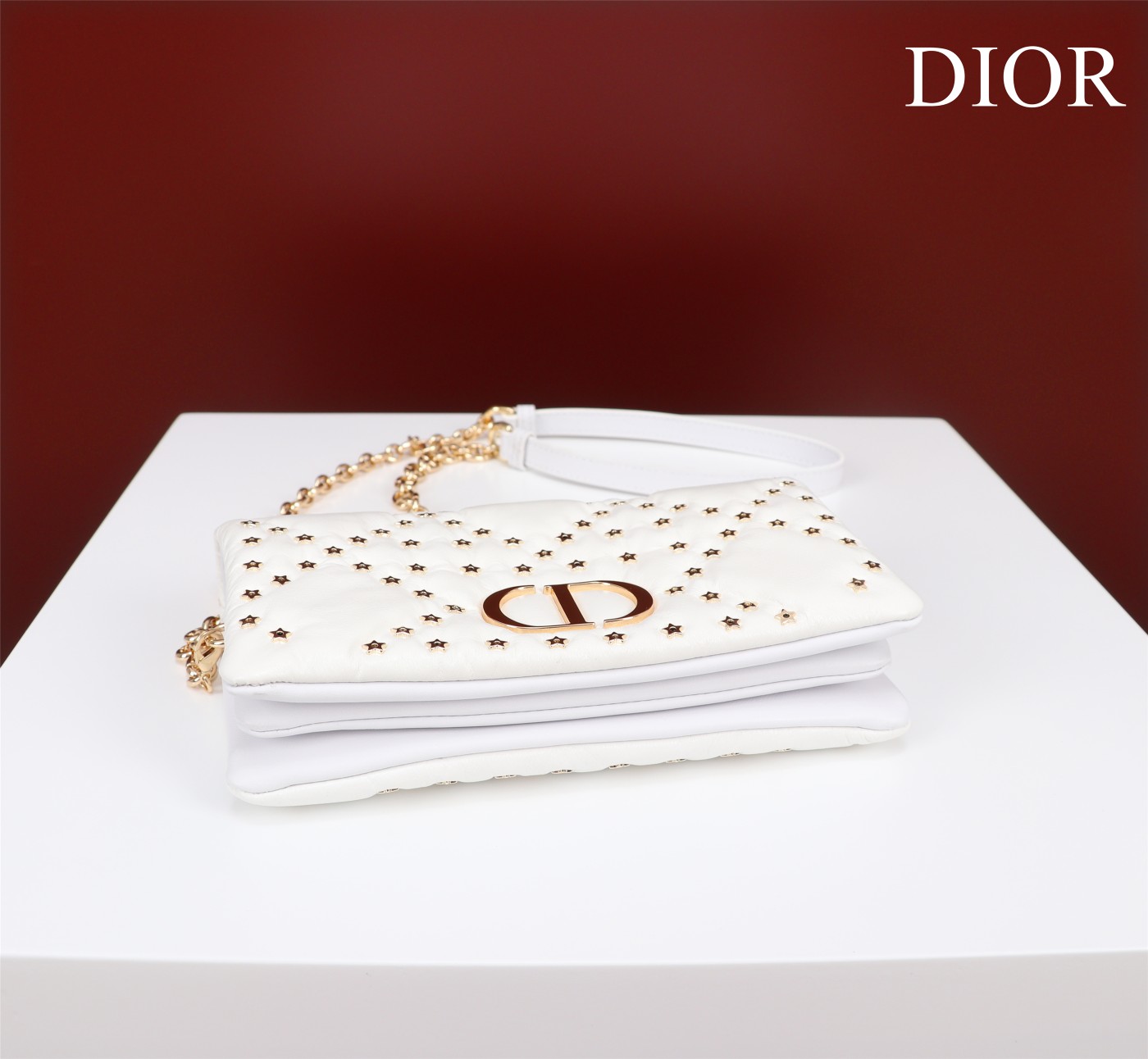 SMALL Dior CARO BAG Lucky Star Cannage Lambskin White High