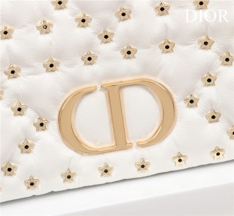 SMALL Dior CARO BAG Lucky Star Cannage Lambskin White High