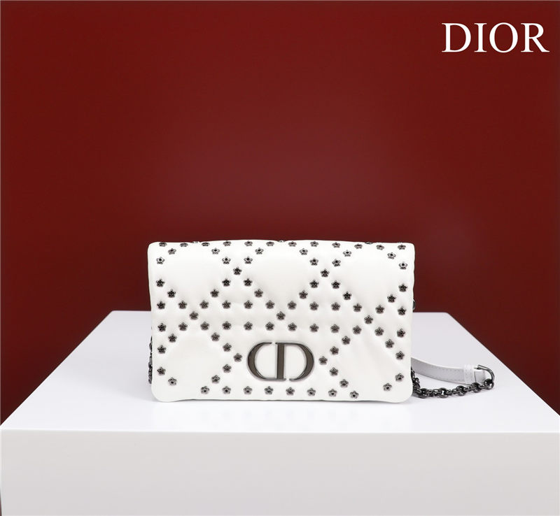 SMALL Dior CARO BAG Lucky Star Cannage Lambskin White High