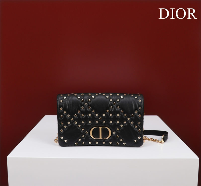 SMALL Dior CARO BAG Lucky Star Cannage Lambskin Black High