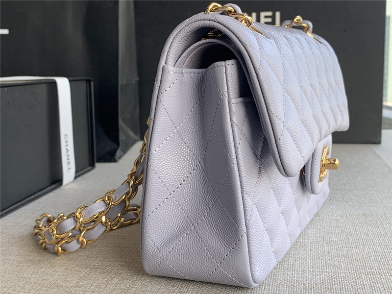 Small CLASSIC HANDBAG Grained Calfskin Gold Metal Lilac A