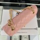 Small CLASSIC HANDBAG Grained Calfskin Gold Metal Pink A