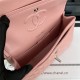 Small CLASSIC HANDBAG Grained Calfskin Silver Metal Pink A