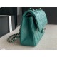 Small CLASSIC HANDBAG Grained Calfskin Silver Metal Green A