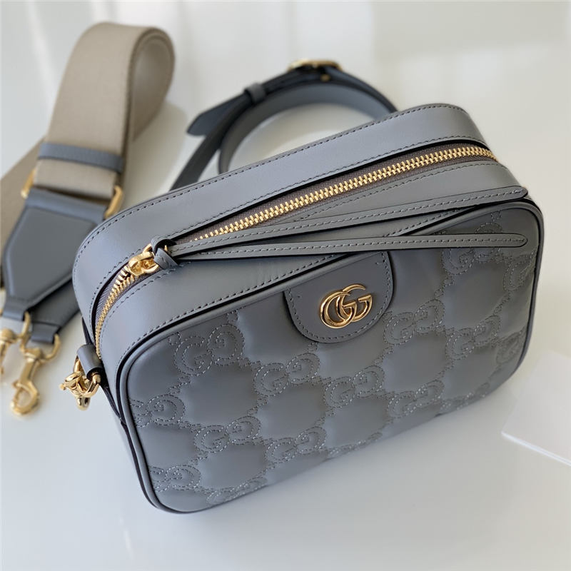 GG Matelassé leather small bag 702234 Grey High