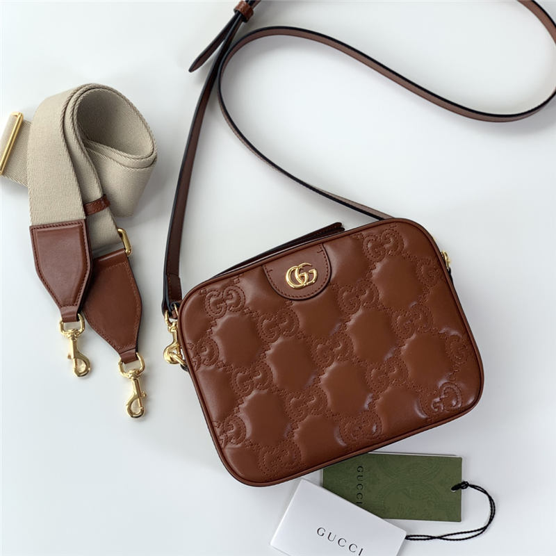 GG Matelassé leather small bag 702234 Brown High