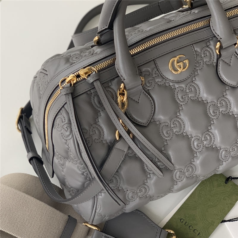 GG Matelassé leather medium bag 702242 Grey High