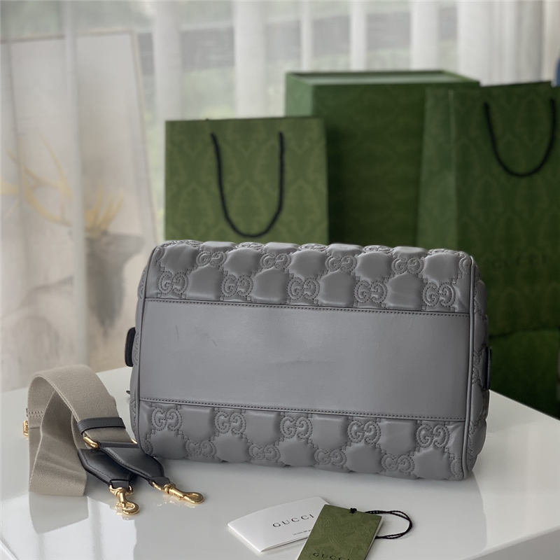 GG Matelassé leather medium bag 702242 Grey High