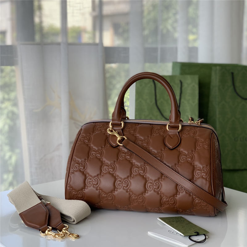 GG Matelassé leather medium bag 702242 Brown High