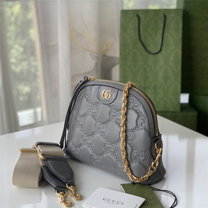 GG Matelassé leather small bag 702229 Grey High