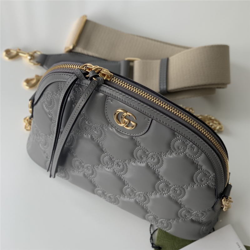 GG Matelassé leather small bag 702229 Grey High