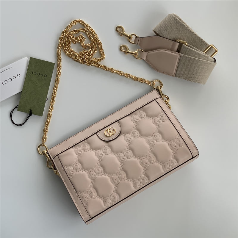 GG Matelassé leather small bag 702200 Beige Pink High