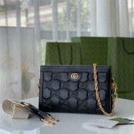 GG Matelassé leather small bag 702200 Black High