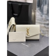 UPTOWN CHAIN WALLET IN CROCODILE-EMBOSSED SHINY LEATHER White High