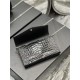 UPTOWN CHAIN WALLET IN CROCODILE-EMBOSSED SHINY LEATHER Black High