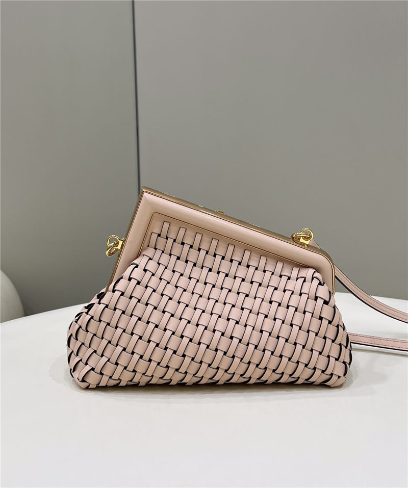 Fendi First Small Braided Leather Bag Pink High