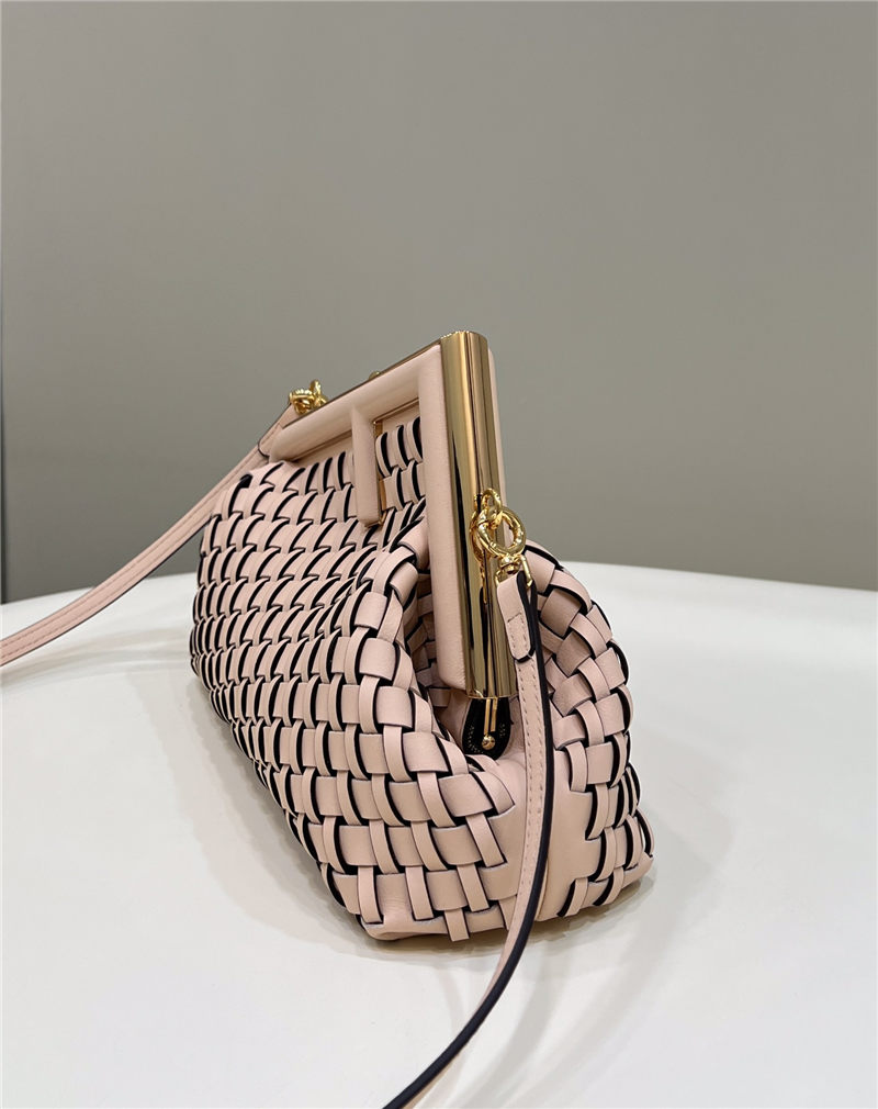 Fendi First Small Braided Leather Bag Pink High