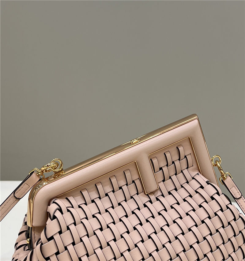 Fendi First Small Braided Leather Bag Pink High