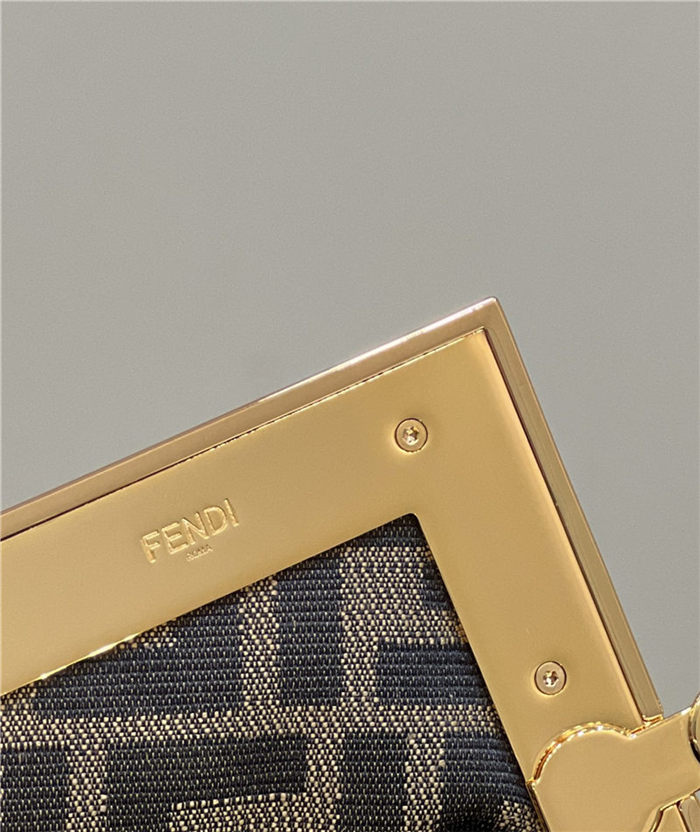 Fendi First Small Leather Bag with exotic details Milk-Tea High