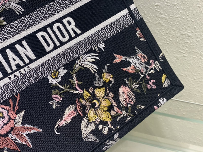 LARGE Dior BOOK TOTE Dior Jardin Botanique Embroidery Black High