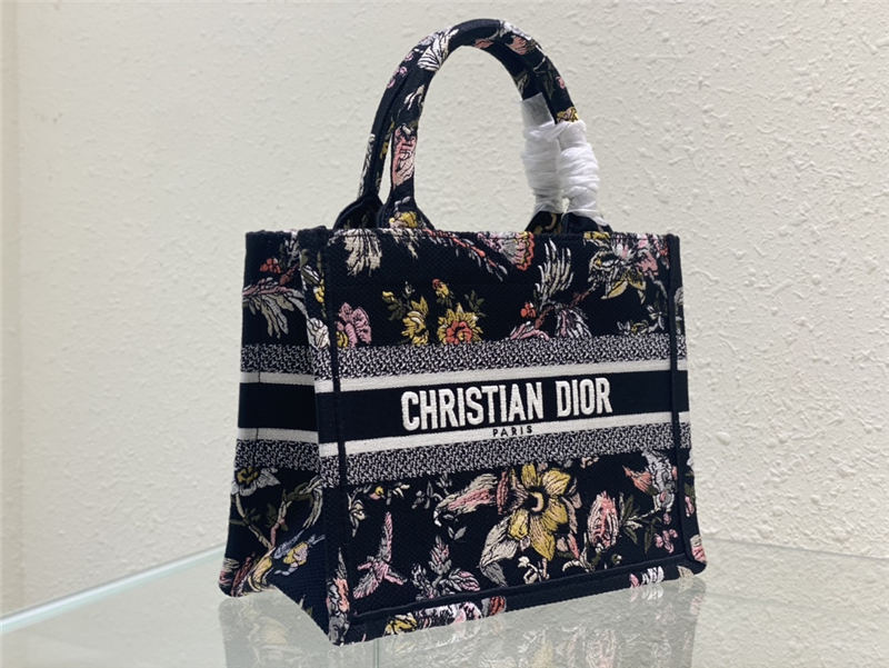 SMALL Dior BOOK TOTE Dior Jardin Botanique Embroidery Black High