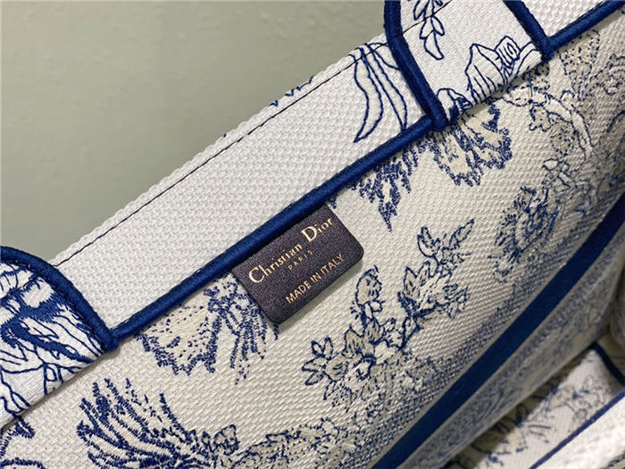 LARGE Dior BOOK TOTE Dior Jardin Botanique Embroidery Blue High