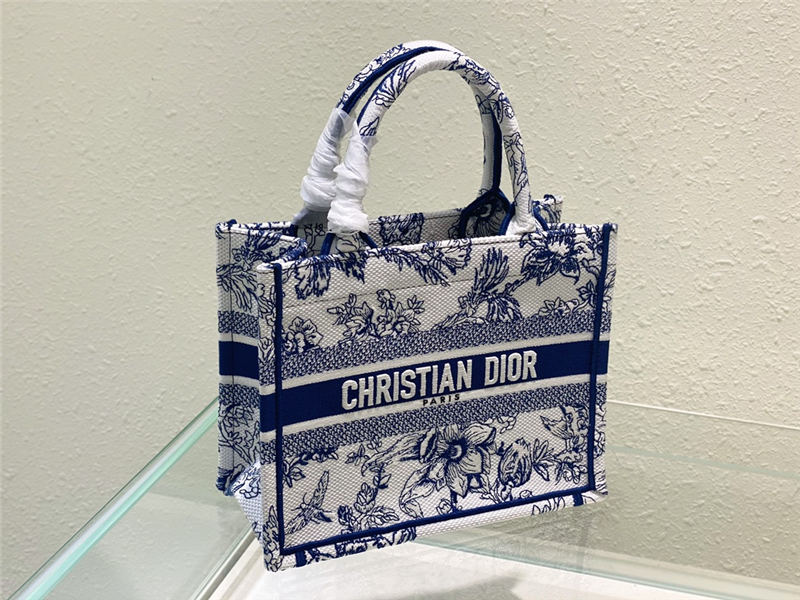 SMALL Dior BOOK TOTE Dior Jardin Botanique Embroidery Blue High